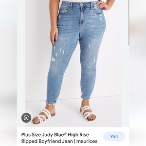 NWOT! ~Plus Size ~ Judy Blue® High Rise Ripped Boyfriend Jean~ SIZE 16~